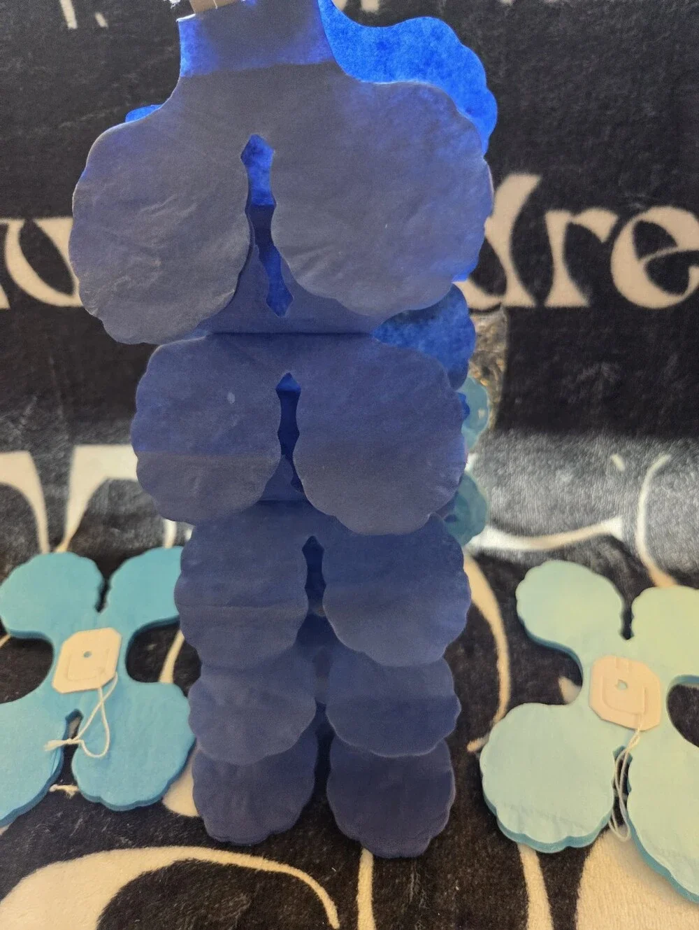 6-Pack Blue Theme Four Leaf Clover Tissue Paper Flower Garlands, NWT
